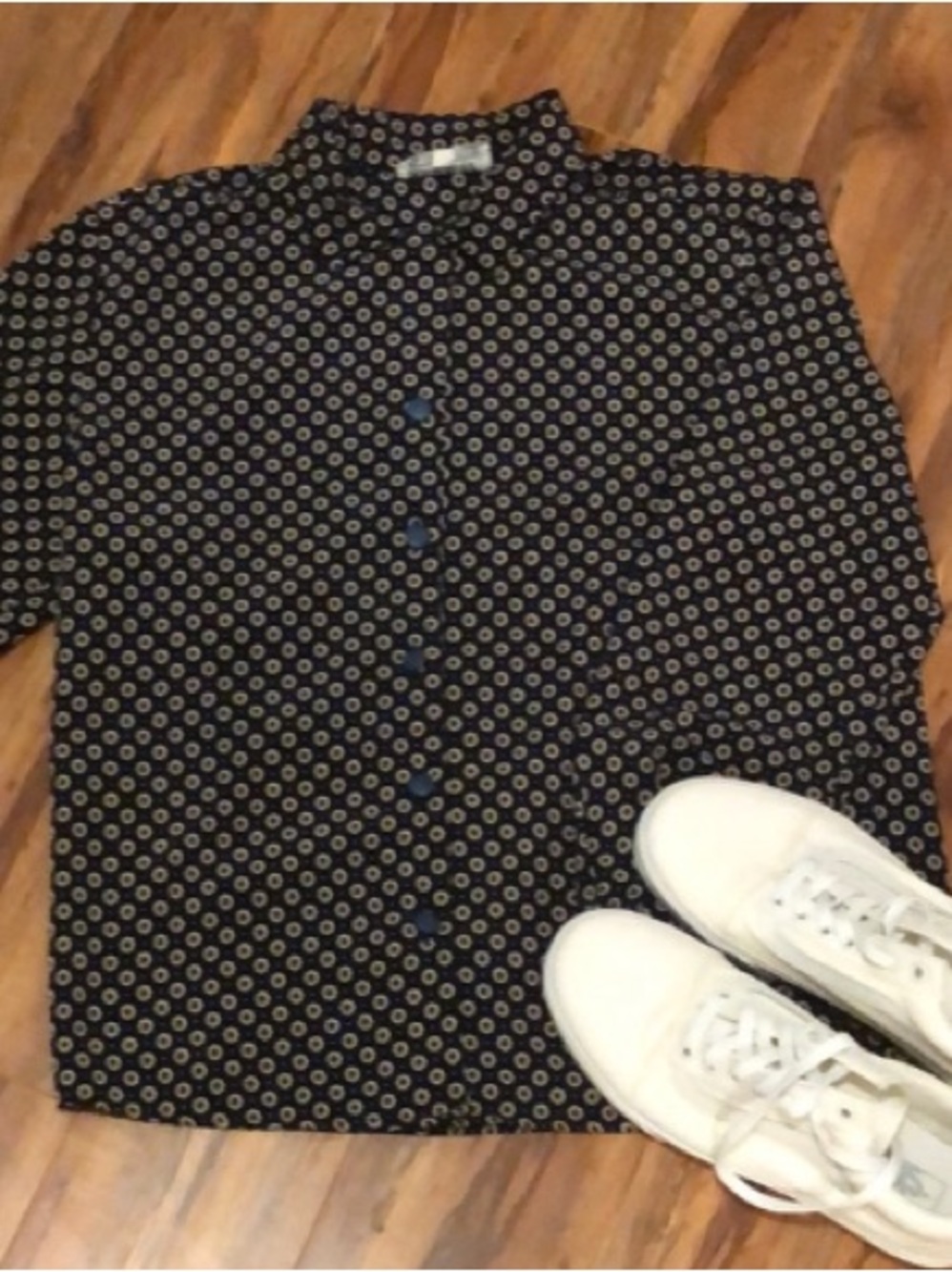 Jeremy Scott Navy and Gold Floral Patterned Button Down
